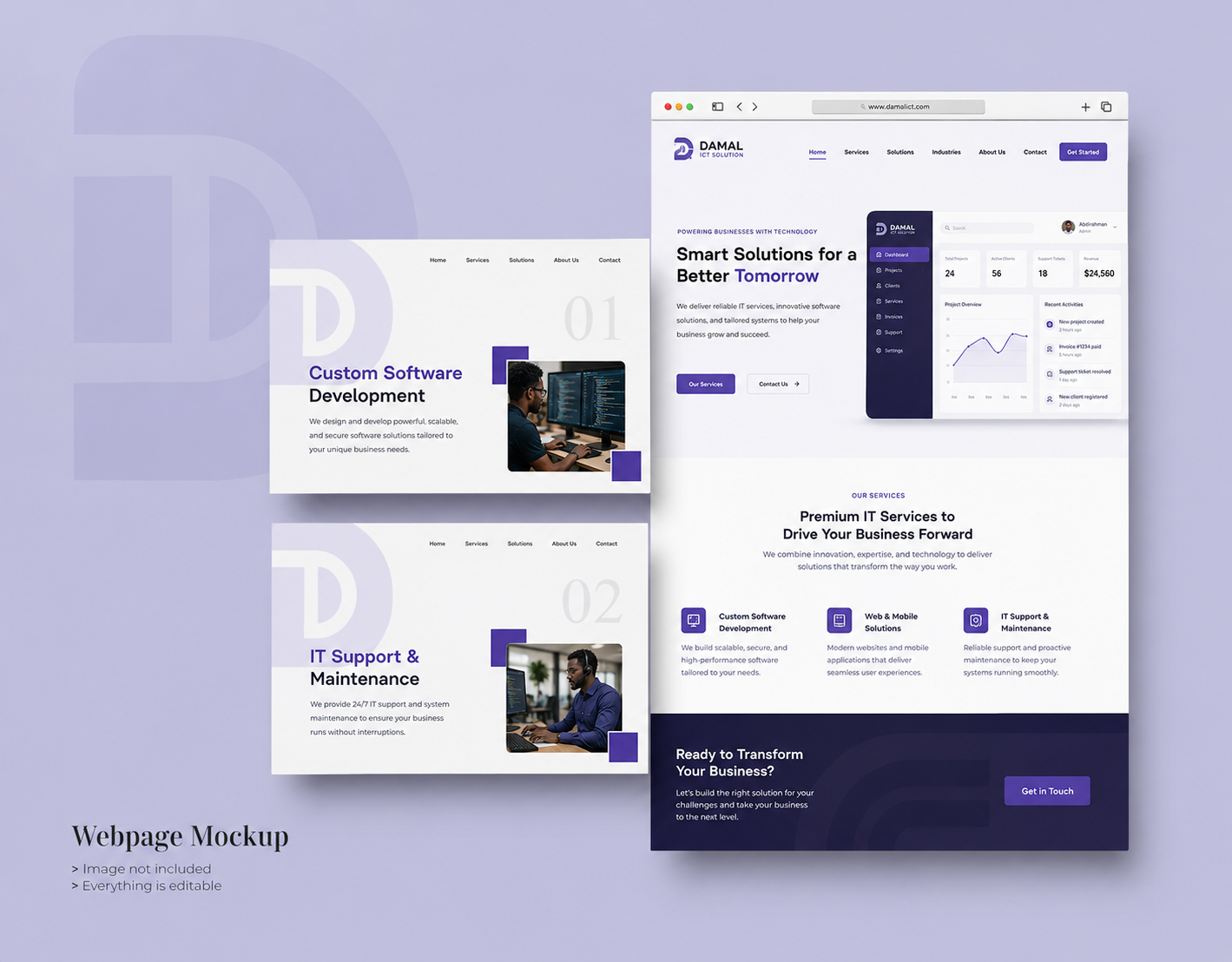 Damal ICT Solutions website mockup